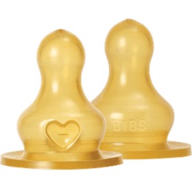 BIBS Baby Bottle Nipple Round Latex Medium Flow 2-pack