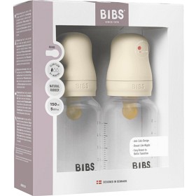 BIBS Baby Bottle Round Latex 2-pack 150 ml Slow Flow Ivory