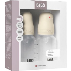BIBS Baby Bottle Round Silicone 2-pack 150 ml Slow Flow Ivory