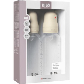 BIBS Baby Bottle Round Silicone 2-pack 270 ml Medium Flow Ivory