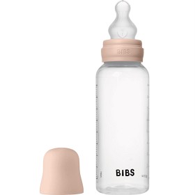 BIBS Baby Bottle Round Silicone 270 ml Medium Flow Blush