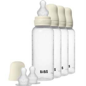 BIBS Baby Bottle Round Silicone 4-pack 270 ml, Ivory