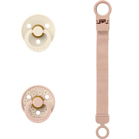 BIBS Colour Pacifier & Loop Clip Gift Set Latex Size 1, Blush