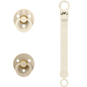 BIBS Colour Pacifier & Loop Clip Gift Set Latex Size 1, Ivory