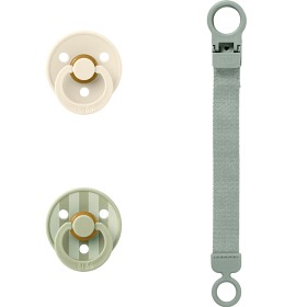 BIBS Colour Pacifier & Loop Clip Gift Set Latex Size 1, Sage