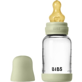 BIBS Glass Baby Bottle Round Latex 120 ml Slow Flow Sage