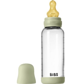 BIBS Glass Baby Bottle Round Latex 240 ml Medium Flow Sage