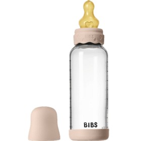 BIBS Glass Boheme Baby Bottle Round Latex 240 ml Medium Flow Blush