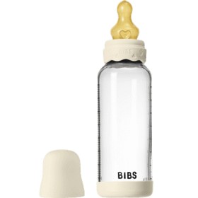 BIBS Glass Boheme Baby Bottle Round Latex 240 ml Medium Flow Ivory