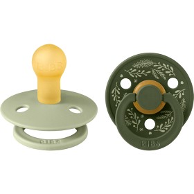 BIBS Pacifier Colour Holiday Leaf 2-pack Latex Size 1, Sage/Hunter Green