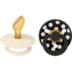 BIBS Pacifier Studio Colour 2-pack Polka Anatomical Latex Size 2 Ivory/Black