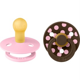 BIBS Pacifier Studio Colour 2-pack Polka Latex Size 1 Baby Pink/Mocha