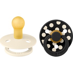 BIBS Pacifier Studio Colour 2-pack Polka Latex Size 1 Ivory/Black