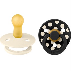 BIBS Pacifier Studio Colour 2-pack Polka Latex Size 2 Ivory/Black