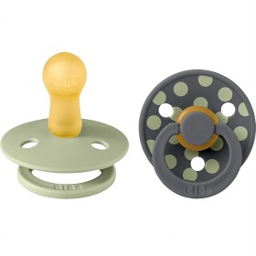 BIBS Pacifier Studio Colour 2-pack Polka Latex Size 2 Sage/Iron