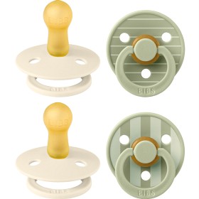 BIBS Pacifier Studio Colour 4-pack Latex Size 2, Pin Ivory Vanilla Mix/Pin Sage Mix