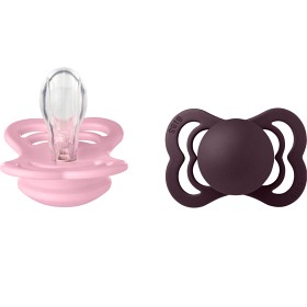 BIBS Pacifier Supreme 2-pack Silicone Size 1 Baby Pink/Plum