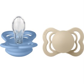 BIBS Pacifier Supreme 2-pack Silicone Size 1 Vanilla/Sky Blue