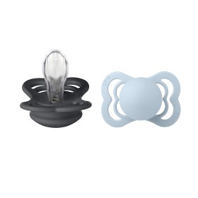 BIBS Supreme 2-pack Silicone Size 1 Iron/Baby Blue