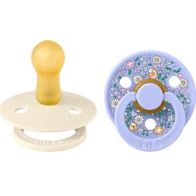 BIBS x Liberty Pacifier Colour 2-pack Chloe Meadow Latex Size 2, Ivory Mix