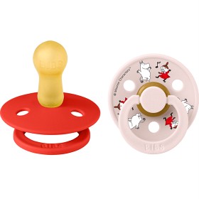 Bibs x Moomin Pacifier Colour 2-pack Dancing Latex Size 2, Candy Apple Mix