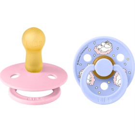 Bibs x Moomin Pacifier Colour 2-pack Dreaming Latex Size 1, Baby Pink Mix