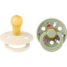 Bibs x Moomin Pacifier Colour 2-pack Friends Latex Size 1, Ivory Mix