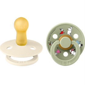 Bibs x Moomin Pacifier Colour 2-pack Friends Latex Size 2, Ivory Mix