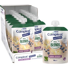 Compleat Paediatric Oral Blends, plantebasert, komplett kosttilskudd, banan-blåbær 12 x 150 ml