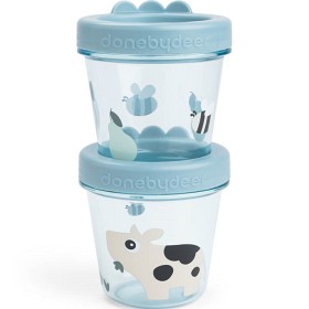 Done by Deer Baby Food Container 2-pack Tiny Farm, Blue