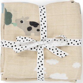 Done by Deer Burp Cloth 2-pack Tiny Farm, Sand