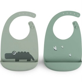 Done by Deer Silicone Bib 2-pack Croco, Green