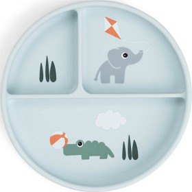 Done by Deer Stick&Stay Compartment Plate Playground, Blue