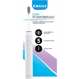 Ekulf Sonic Powerbrush elektrisk tannbørste White