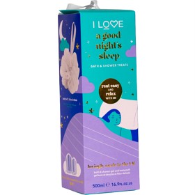 I LOVE Bathtime Treat - A Good Night's Sleep dusjgel 500 ml + Body Puff
