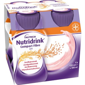 Nutridrink Compact Fiber Jordbærsmak, 4 x 125 ml