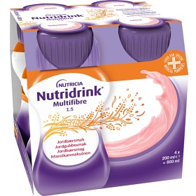 Nutridrink Multifibre Jordbærsmak 4 x 200 ml