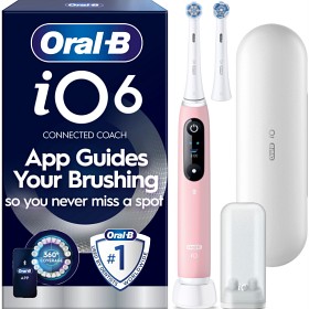 Oral-B iO6 Elektrisk tannbørste, Rosa, 2 tannbørstehoder, reiseetui-image