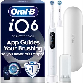 Oral-B iO6 Elektrisk tannbørste, Hvit, 2 tannbørstehoder, reiseetui