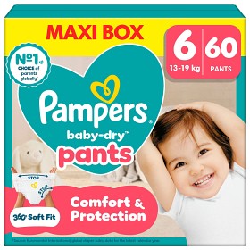 Pampers Baby-Dry buksebleier størrelse 6, 60 bleier, 13kg-19kg