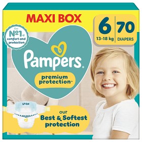 Pampers Premium Protection Størrelse 6, 70 bleier, 13kg-18kg