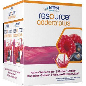 Resource Addera Plus Bringebær-Solbær drikkeferdig kosttilskudd 4 x 200 ml
