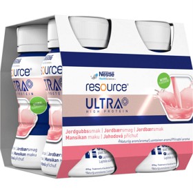 Resource Ultra, ikke komplett kosttilskudd, jordbær 4 x 125 ml