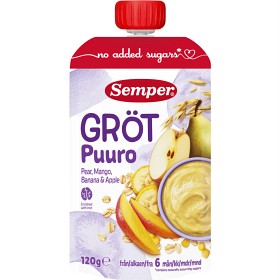 Semper Grøtklemmepose Pære & Mango 6M 120 g