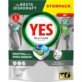 YES Platinum All In One oppvaskmaskintabletter 80 stk
