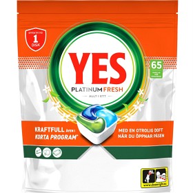 YES Platinum Fresh All In One maskinoppvaskmiddel 65 oppvaskmaskintabletter