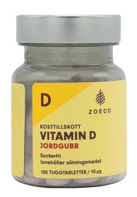 Zoeco Vitamin D Jordbær 10 µg 100 tyggetabletter