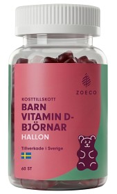 Zoeco Vitamin D-bjørner Bringebær 60 tyggetabletter