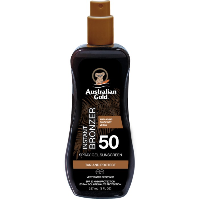 Australian Gold Spray Gel with Bronzer SPF 50, 237 ml