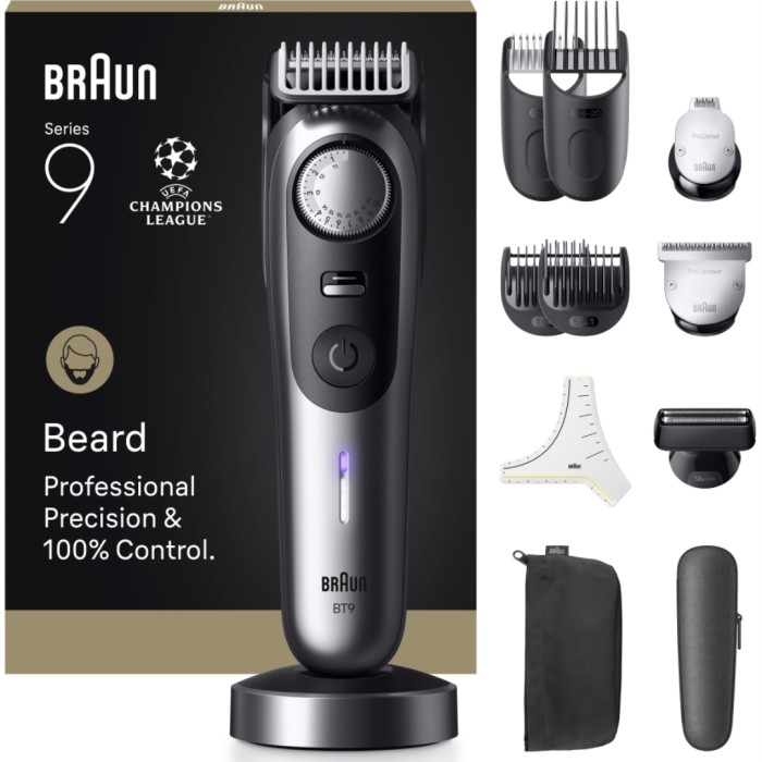 Braun Skjeggtrimmer Series 9 +12 Barbererverktøy BT9560 Krom